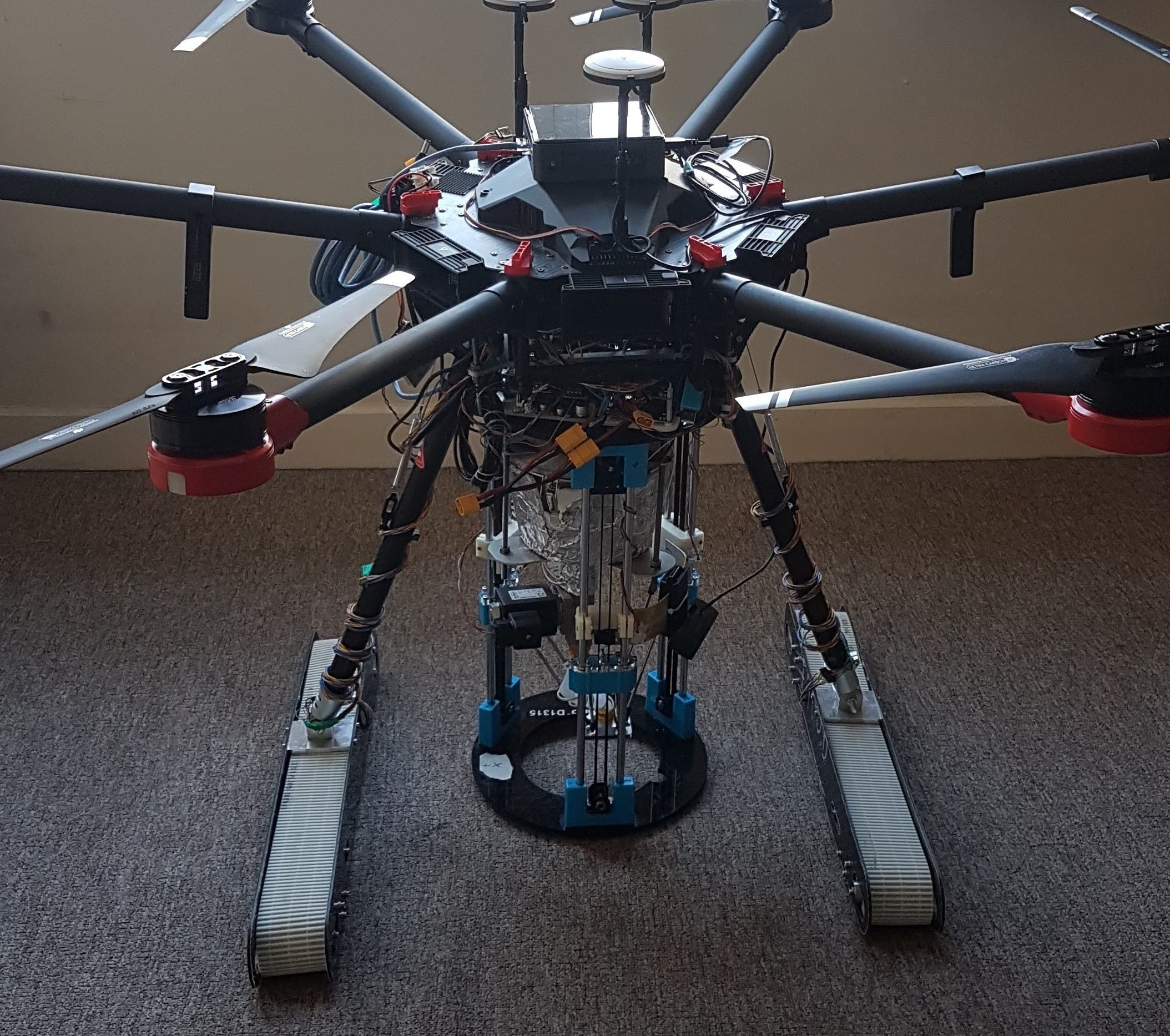 Flying asphalt 3D printer gets eyes and legs for autonomous road crack detection and repair.